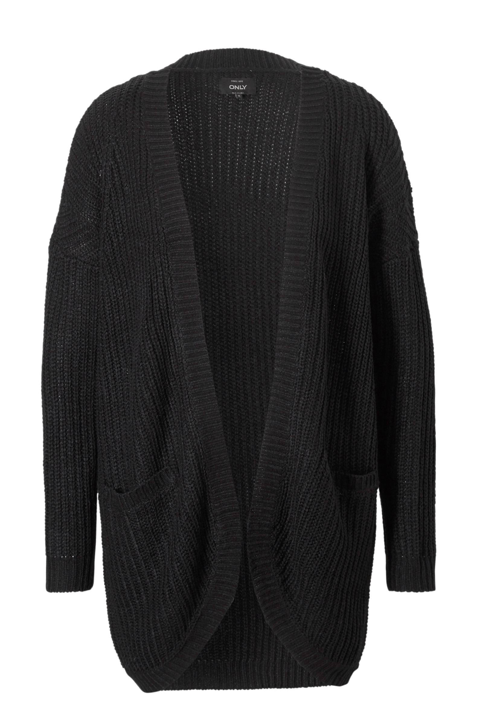 zwart gebreid lang vest zwart gebreid lang vest